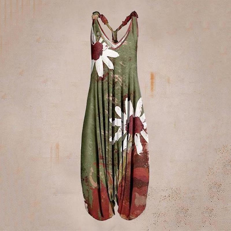 the BOHO ROMPER - Sleeveless Print Casual Bib Dress