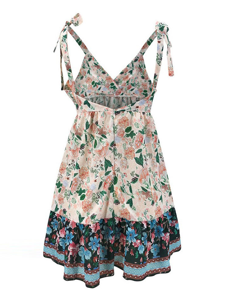 the DAINTY DOLL - Spaghetti Strap Floral Print Backless Dress