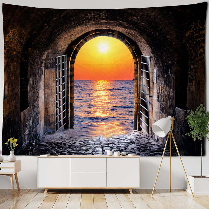 the DREAMLAND - Seascape Art Painting Big Tapestry Fantasy Stars Moon Home Wall Hanging