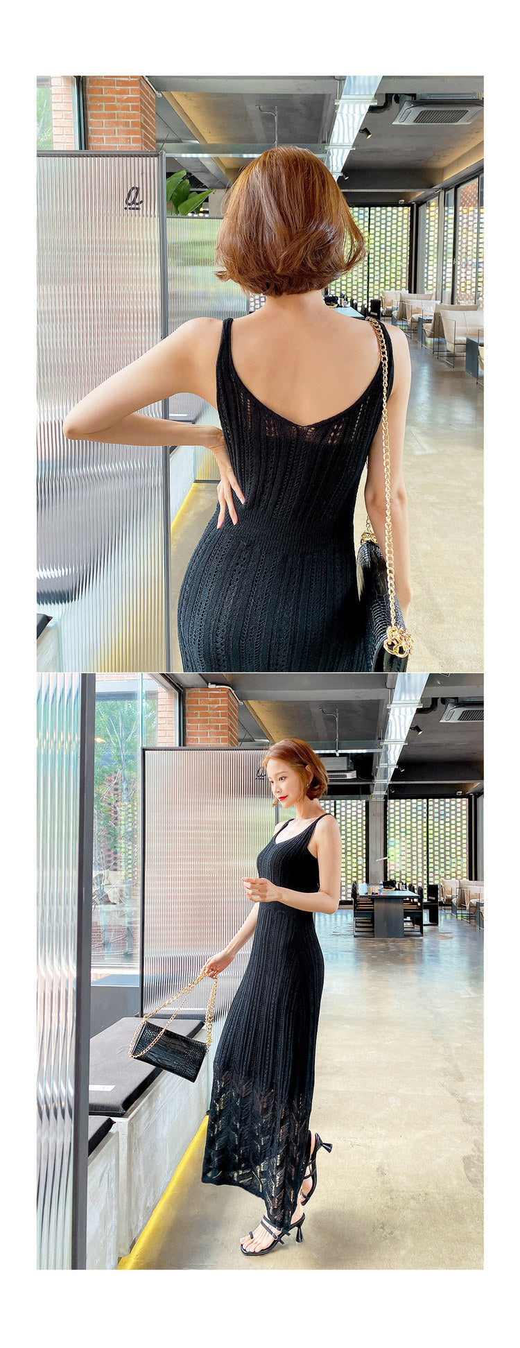 the SWEETHEART - Thin Knitted Spaghetti Strap Dress