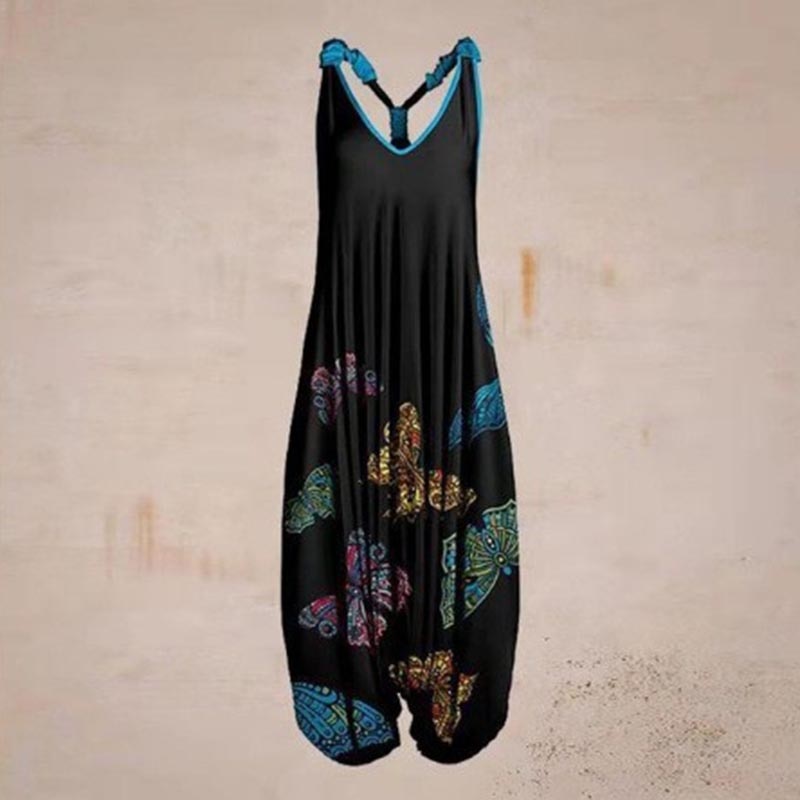 the BOHO ROMPER - Sleeveless Print Casual Bib Dress