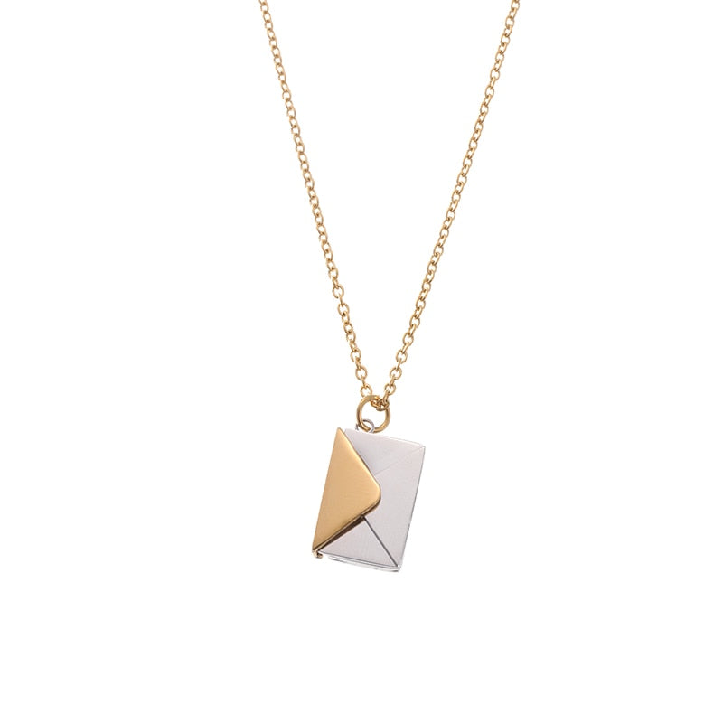 the LOVE LETTER - Envelope Locket Necklace with Gold Rose Gold Silver Color