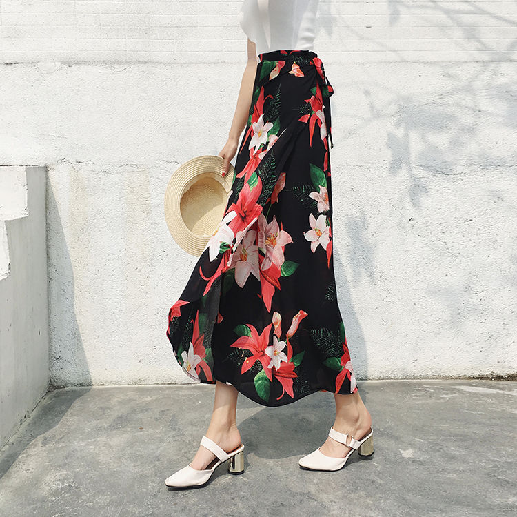 the BLOSSOM BOHO - Floral Skirts Chiffon One-Piece Belt Wrap Skirts