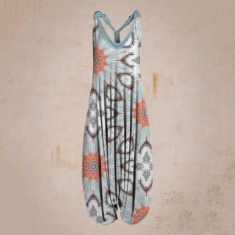 the BOHO ROMPER - Sleeveless Print Casual Bib Dress