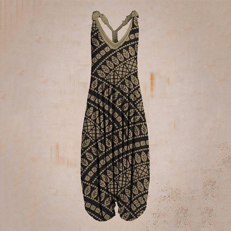 the BOHO ROMPER - Sleeveless Print Casual Bib Dress