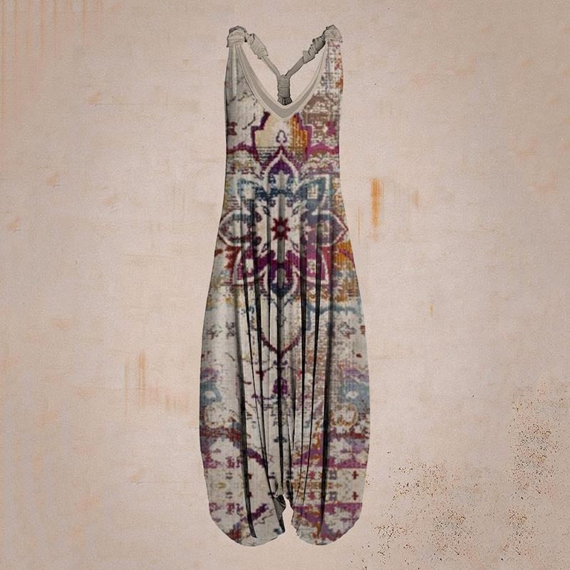 the BOHO ROMPER - Sleeveless Print Casual Bib Dress