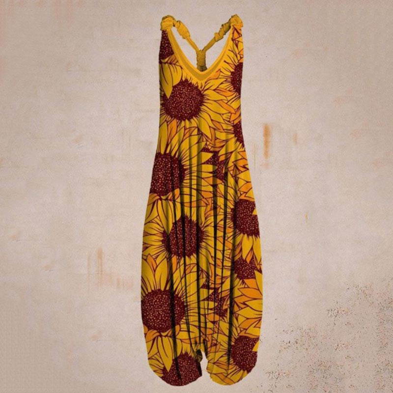 the BOHO ROMPER - Sleeveless Print Casual Bib Dress