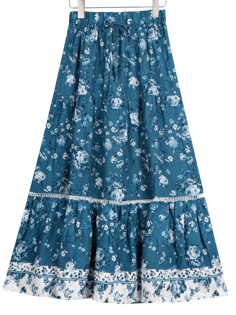 the SOUTHERN CHARM - Floral Print A-Line Maxi Skirt