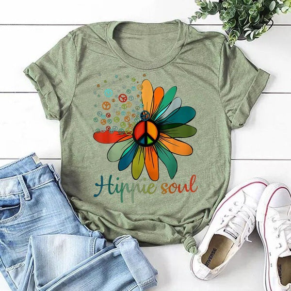 the SOUL HIPPIE - Hippie Soul Sunflower Print T-Shirt