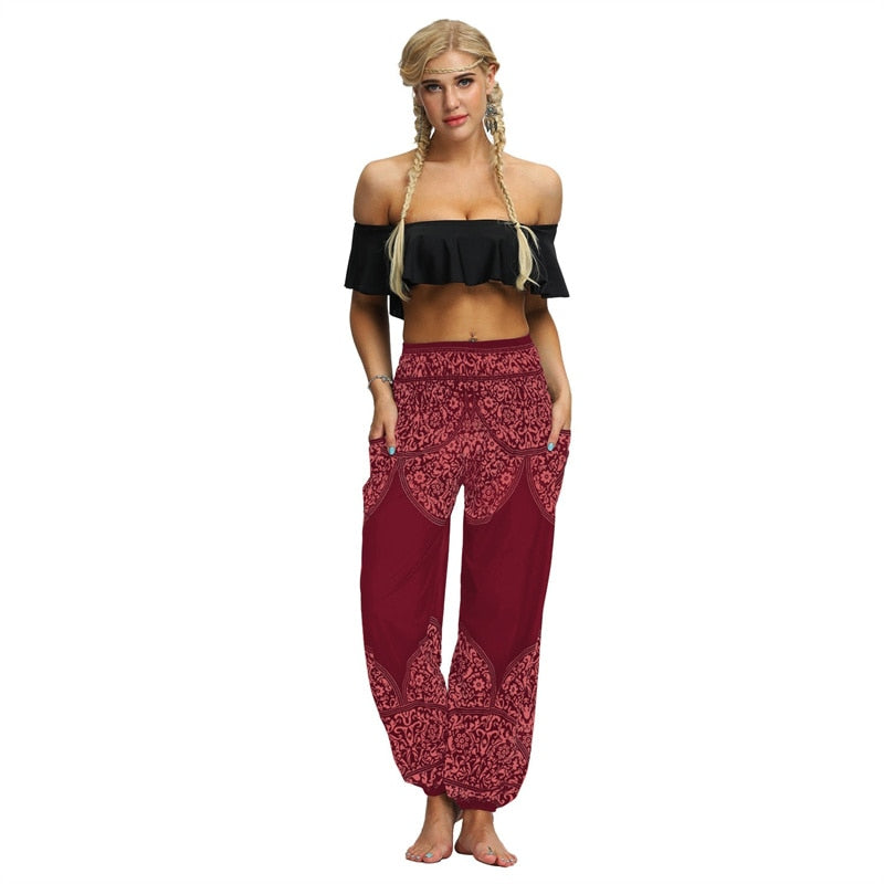 the YOGI - Boho Loose Yoga Pants High Waist Elasticity