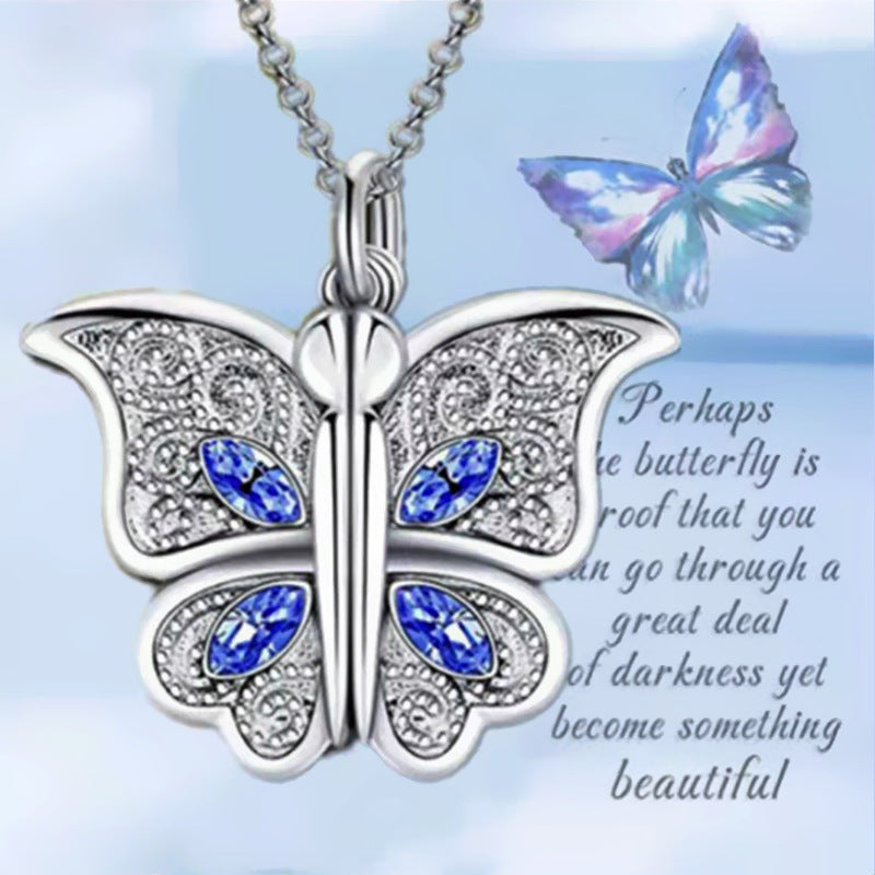 the LOVE BUTTERFLY - Butterfly I Love You Heart Luckly Butterfly Necklace