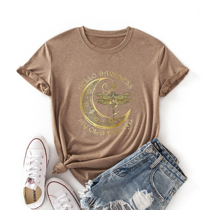 the DARKNESS - Hello Darkness My Old Friend Hippie Dragonfly T-Shirt