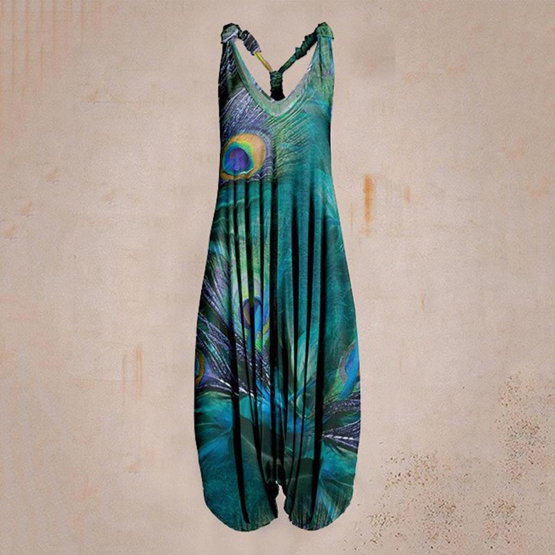 the BOHO ROMPER - Sleeveless Print Casual Bib Dress