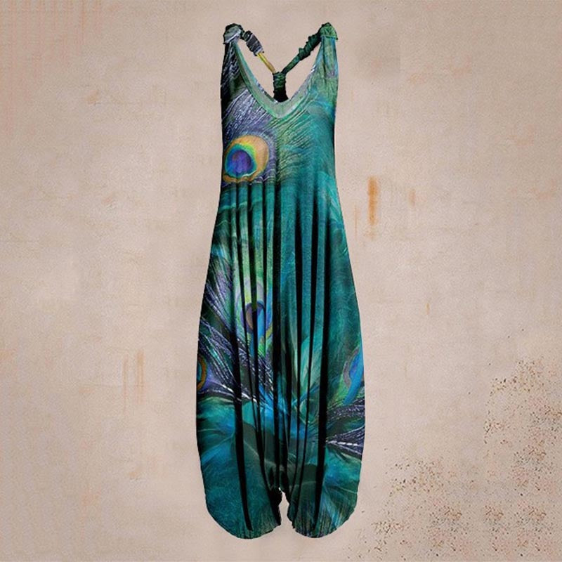 the BOHO ROMPER - Sleeveless Print Casual Bib Dress