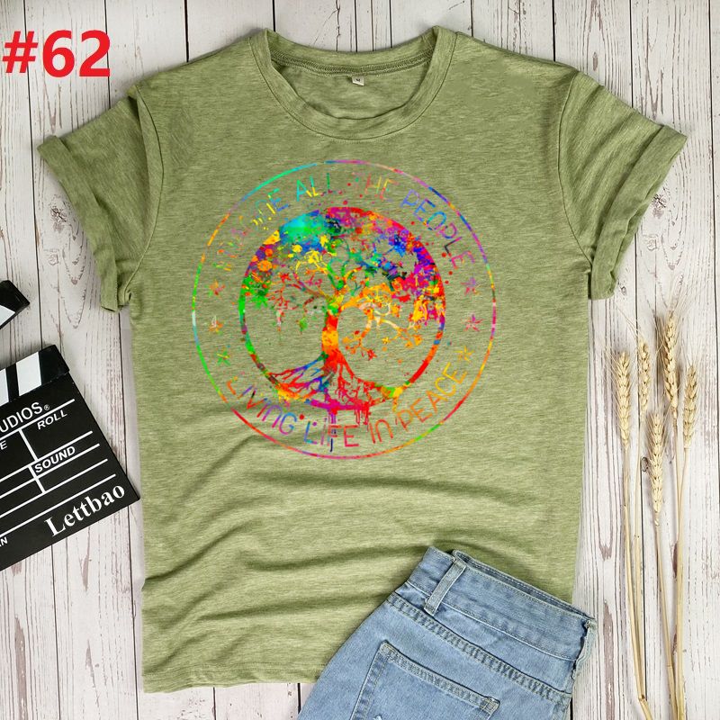 the WORLD PEACE - Imagine All the People Living Life in Peace Hippie T-Shirt