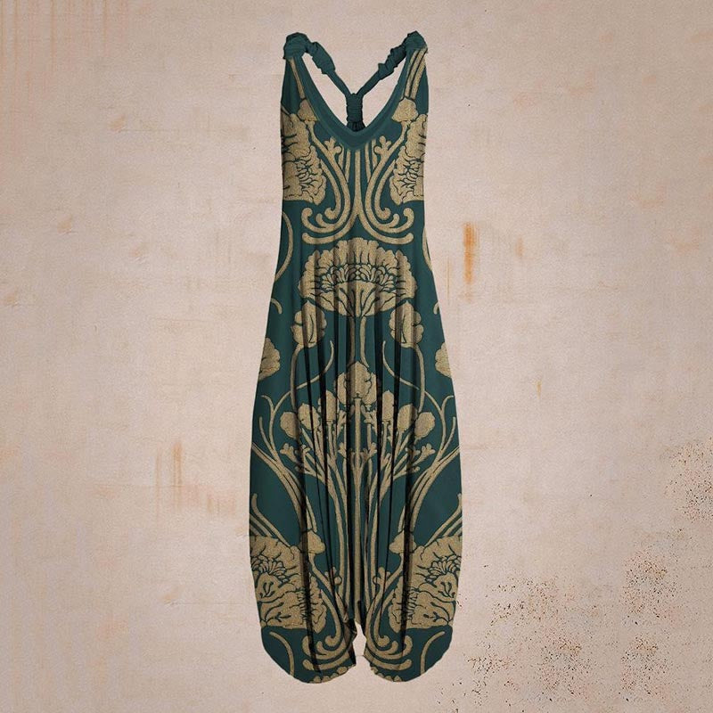 the BOHO ROMPER - Sleeveless Print Casual Bib Dress