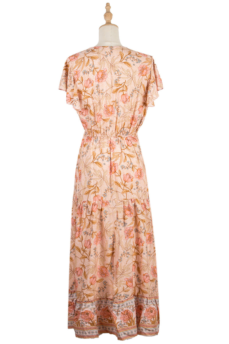 the COUNTY FAIR - Floral Short-Sleeved V Neck Dress