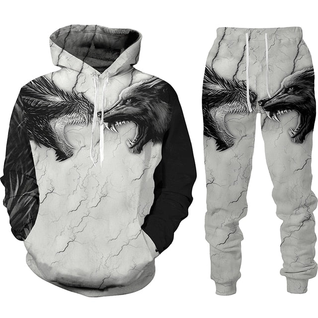 the WOLF PACK - Wolf 3D Printed Hoodie Pants Suits