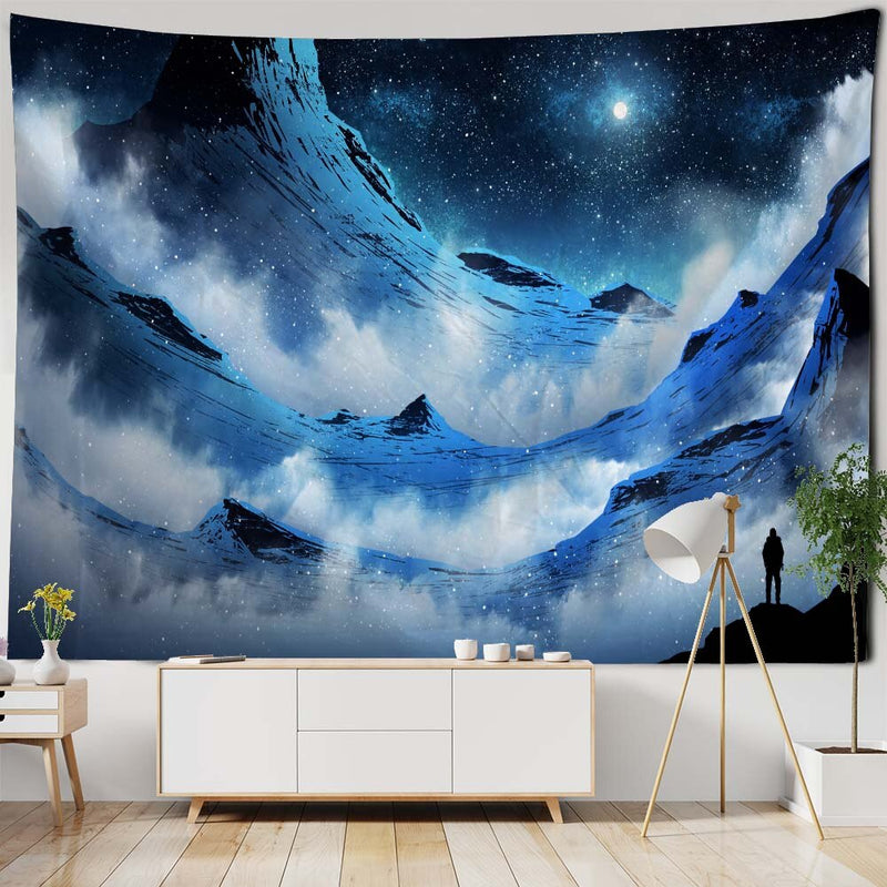 the DREAMLAND - Seascape Art Painting Big Tapestry Fantasy Stars Moon Home Wall Hanging