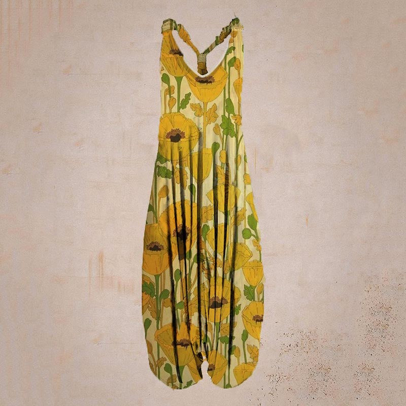 the BOHO ROMPER - Sleeveless Print Casual Bib Dress