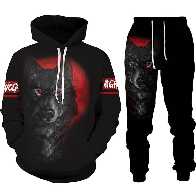 the WOLF PACK - Wolf 3D Printed Hoodie Pants Suits