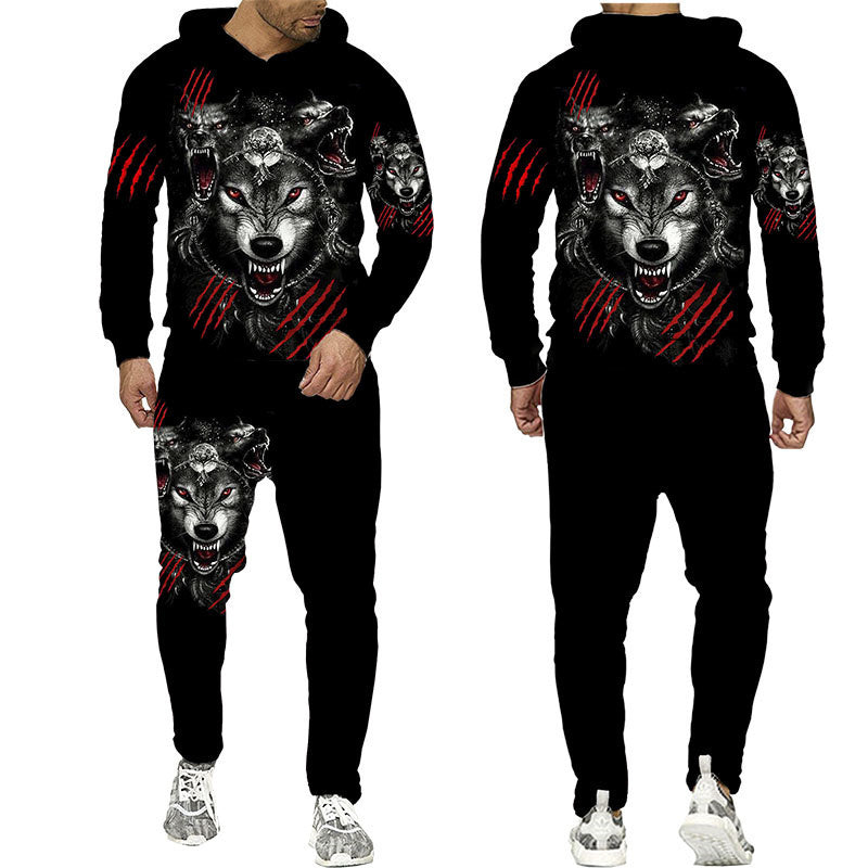 the WOLF PACK - Wolf 3D Printed Hoodie Pants Suits