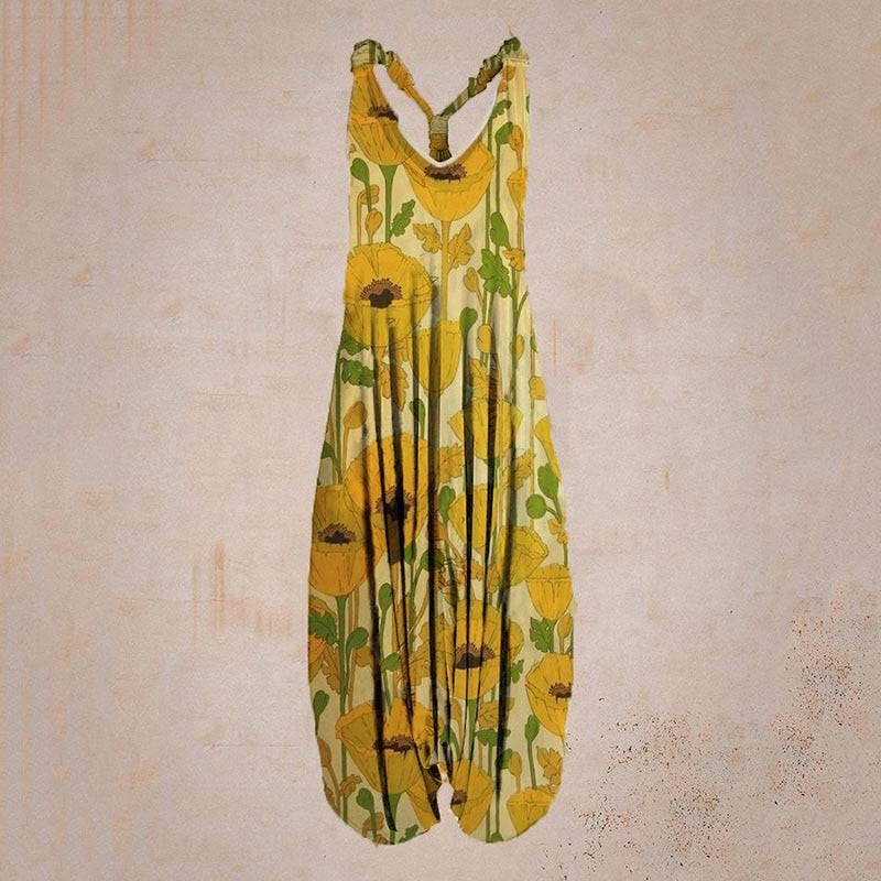 the BOHO ROMPER - Sleeveless Print Casual Bib Dress