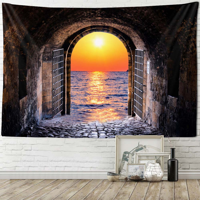 the DREAMLAND - Seascape Art Painting Big Tapestry Fantasy Stars Moon Home Wall Hanging