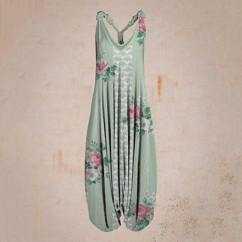 the BOHO ROMPER - Sleeveless Print Casual Bib Dress