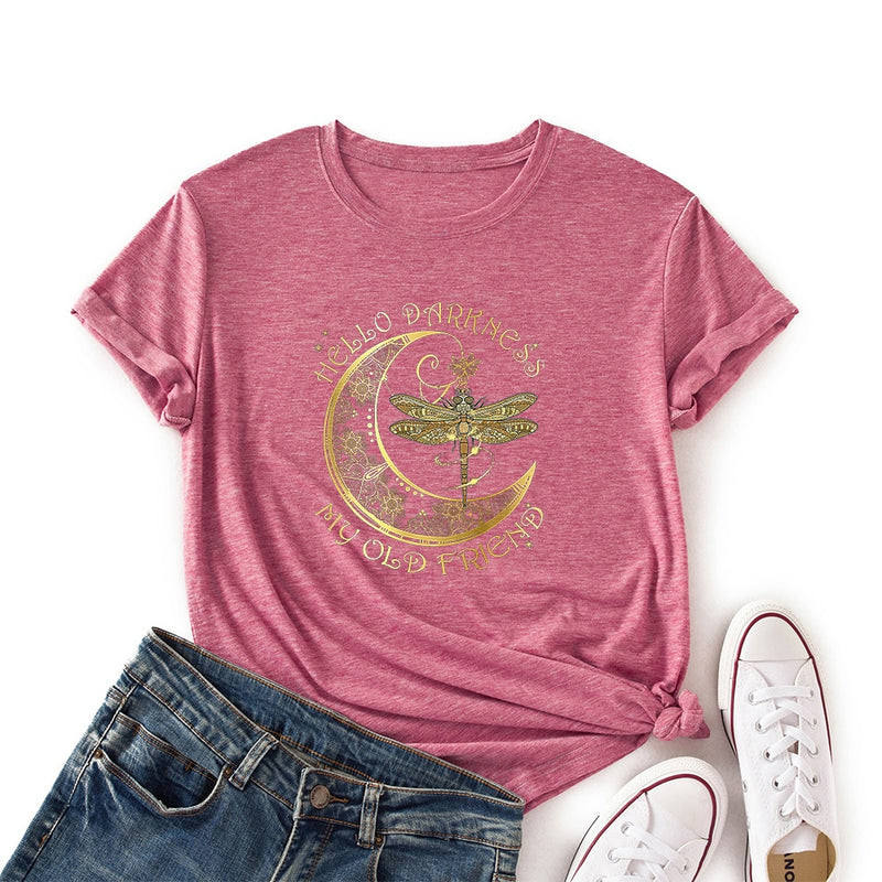 the DARKNESS - Hello Darkness My Old Friend Hippie Dragonfly T-Shirt