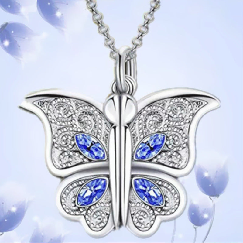 the LOVE BUTTERFLY - Butterfly I Love You Heart Luckly Butterfly Necklace