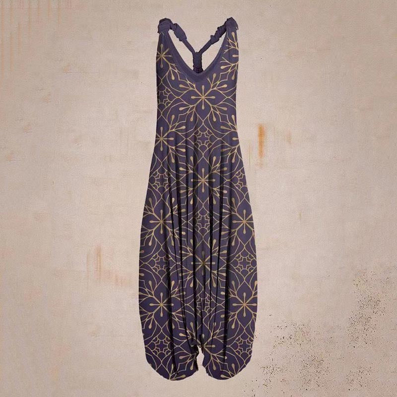 the BOHO ROMPER - Sleeveless Print Casual Bib Dress