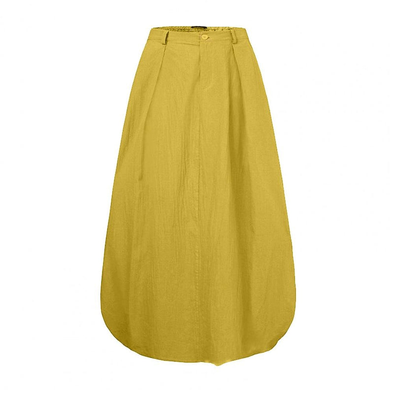 the SWAGGER - High Waist Solid Cotton Linen Large Hem Skirt