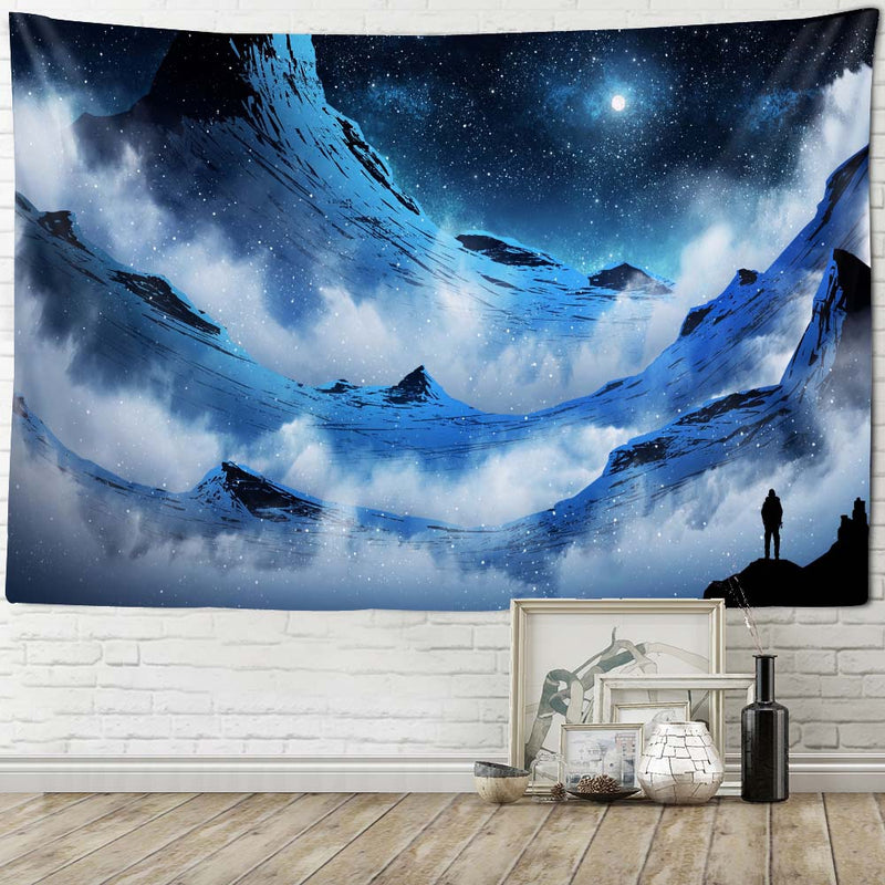 the DREAMLAND - Seascape Art Painting Big Tapestry Fantasy Stars Moon Home Wall Hanging