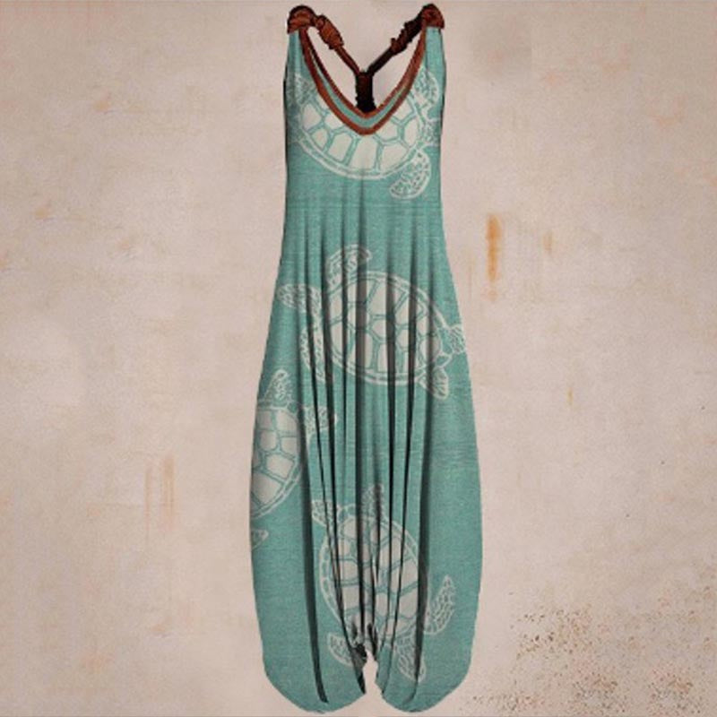 the BOHO ROMPER - Sleeveless Print Casual Bib Dress