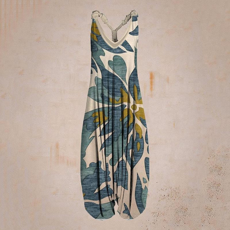 the BOHO ROMPER - Sleeveless Print Casual Bib Dress