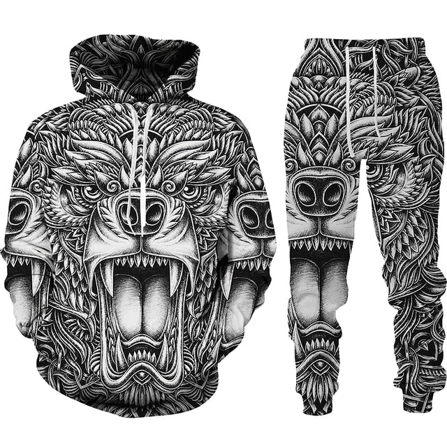 the WOLF PACK - Wolf 3D Printed Hoodie Pants Suits