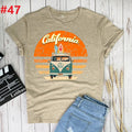 the CALIFORNIA SURF - Retro Wagon Hippie Short Sleeve Print Ladies T-Shirt