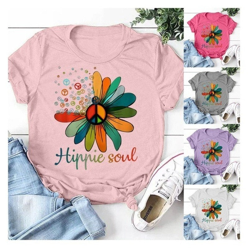 the SOUL HIPPIE - Hippie Soul Sunflower Print T-Shirt