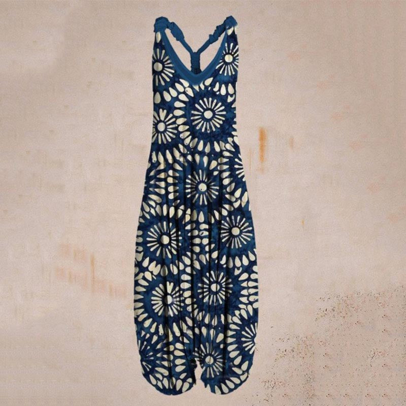 the BOHO ROMPER - Sleeveless Print Casual Bib Dress