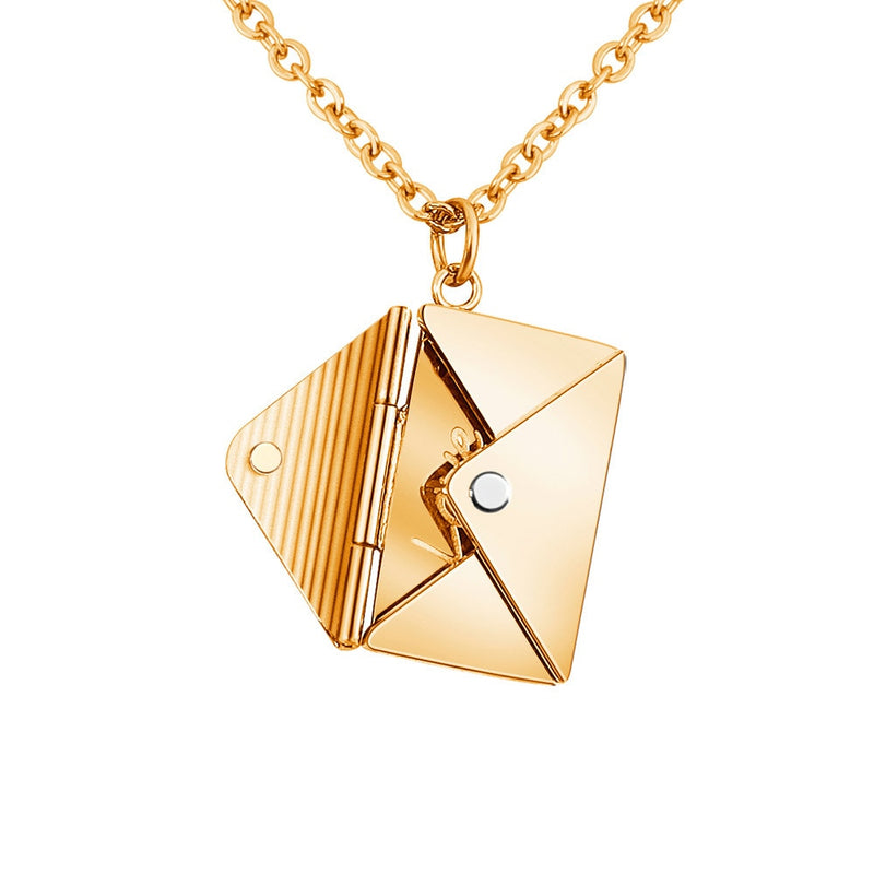 the LOVE LETTER - Envelope Locket Necklace with Gold Rose Gold Silver Color