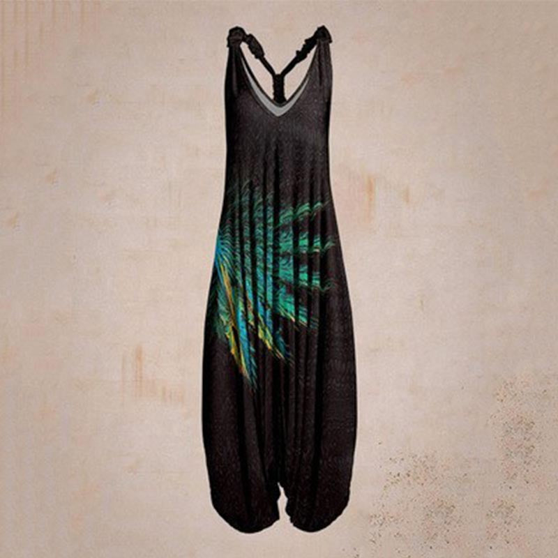 the BOHO ROMPER - Sleeveless Print Casual Bib Dress