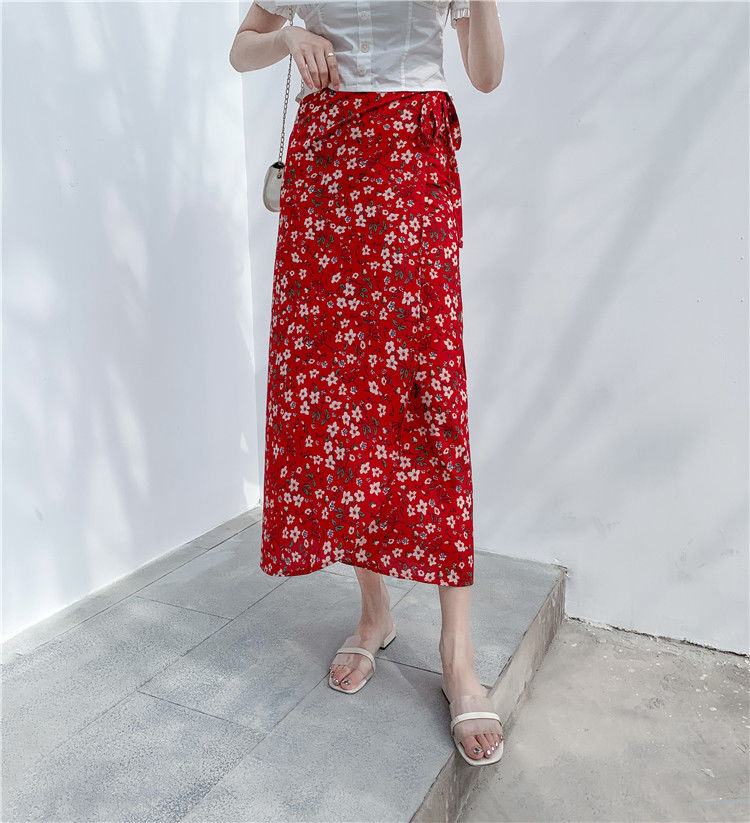 the BLOSSOM BOHO - Floral Skirts Chiffon One-Piece Belt Wrap Skirts