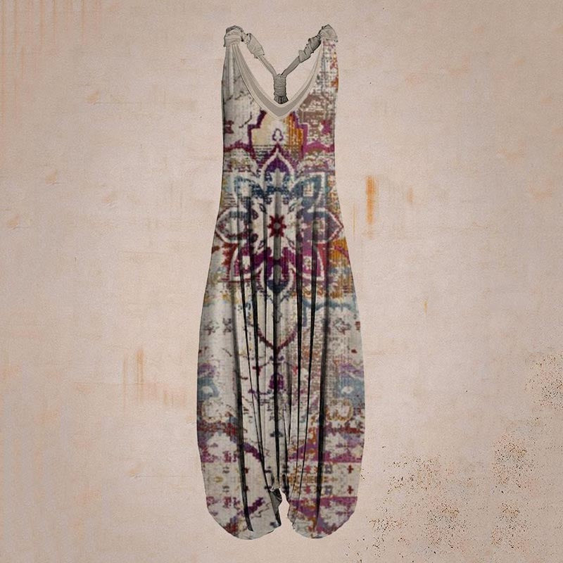 the BOHO ROMPER - Sleeveless Print Casual Bib Dress