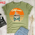 the CALIFORNIA SURF - Retro Wagon Hippie Short Sleeve Print Ladies T-Shirt