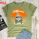the CALIFORNIA SURF - Retro Wagon Hippie Short Sleeve Print Ladies T-Shirt
