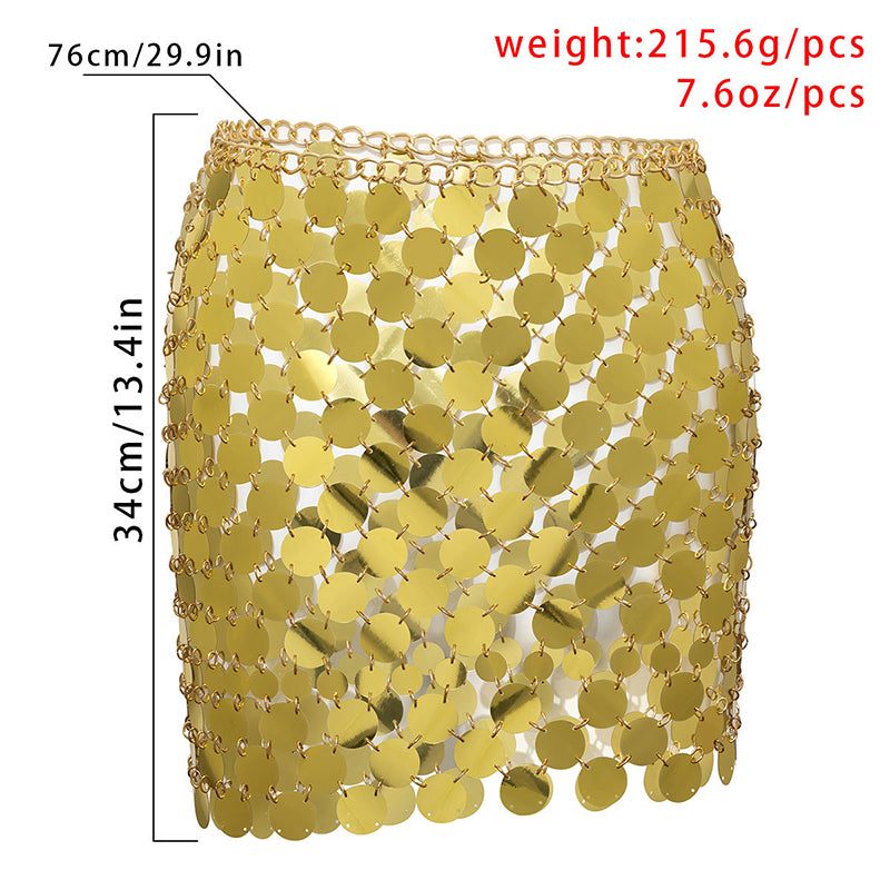 the DISCO - Color Block Disco Metal Chain Hollow Out Mini Skirts