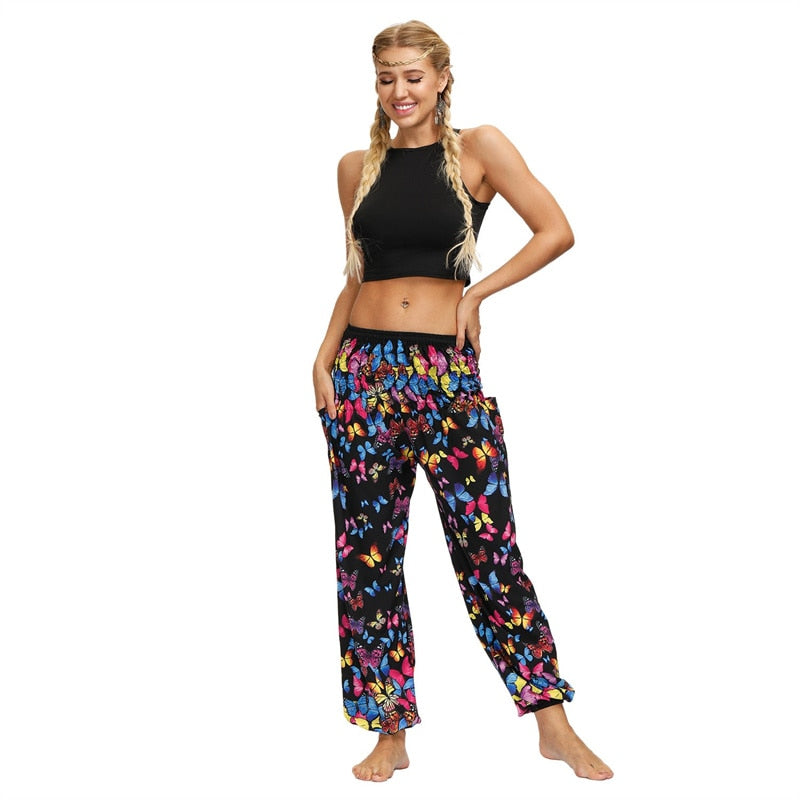 the YOGI - Boho Loose Yoga Pants High Waist Elasticity