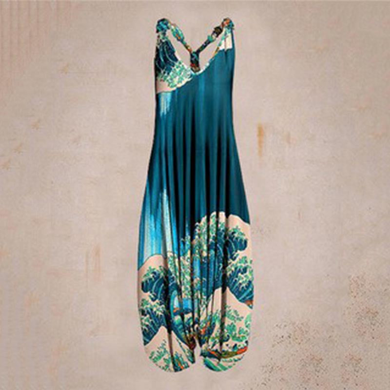 the BOHO ROMPER - Sleeveless Print Casual Bib Dress