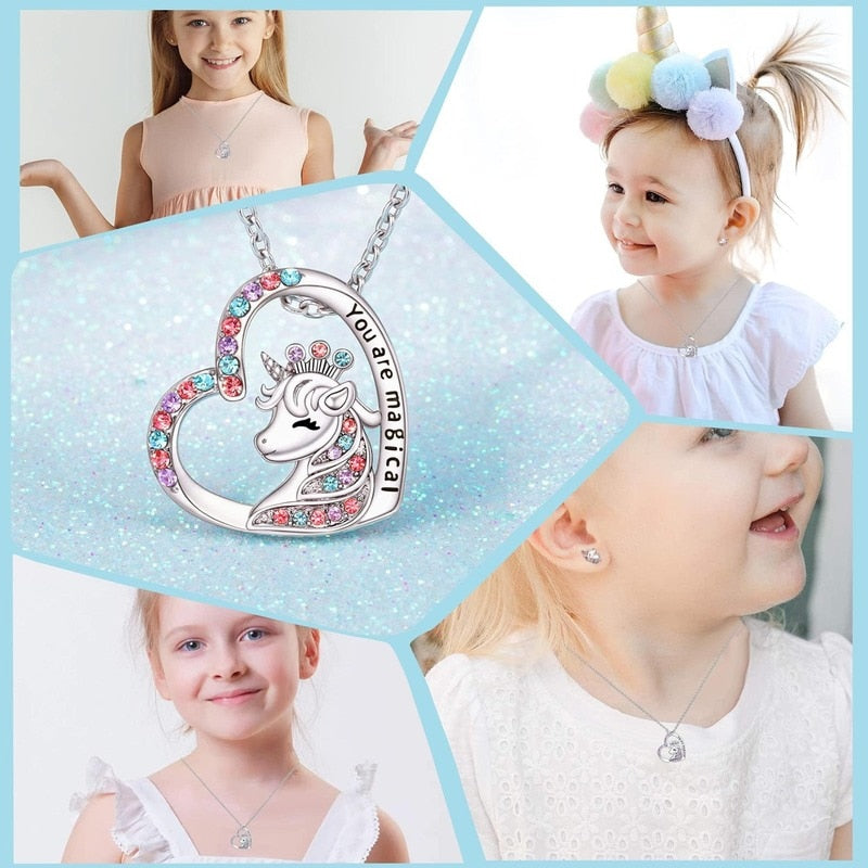 the CHARM - Love Children Unicorn Cartoon Clavicle Chain Necklace